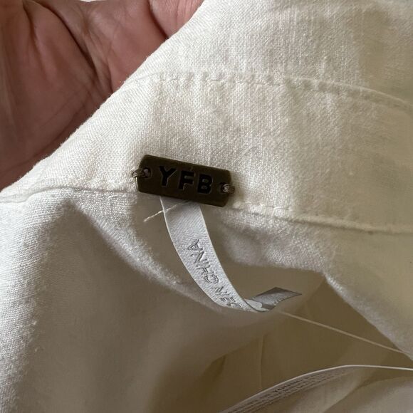 Young Fabulous & Broke Shirt Dress Size Small White Linen Button Down Oversized - Picture 5 of 9